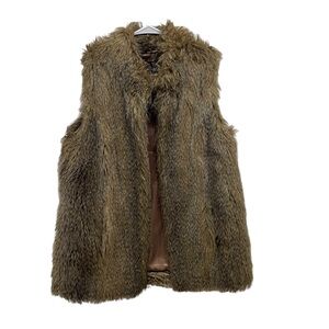 Fur brown hip length Vest Size Large